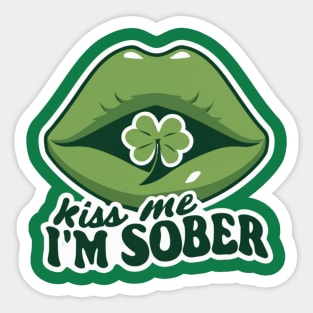 Retro Kiss Me I'm Sober Sticker